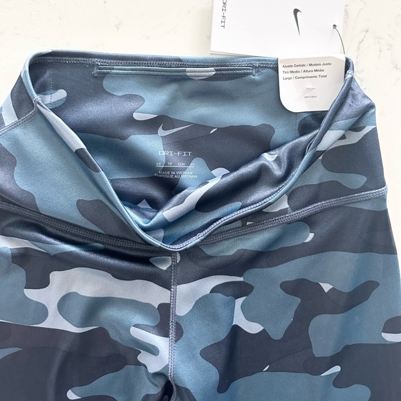 Nike One Mid Rise Blue Camo Leggings Running Workout - Picture 9 of 16